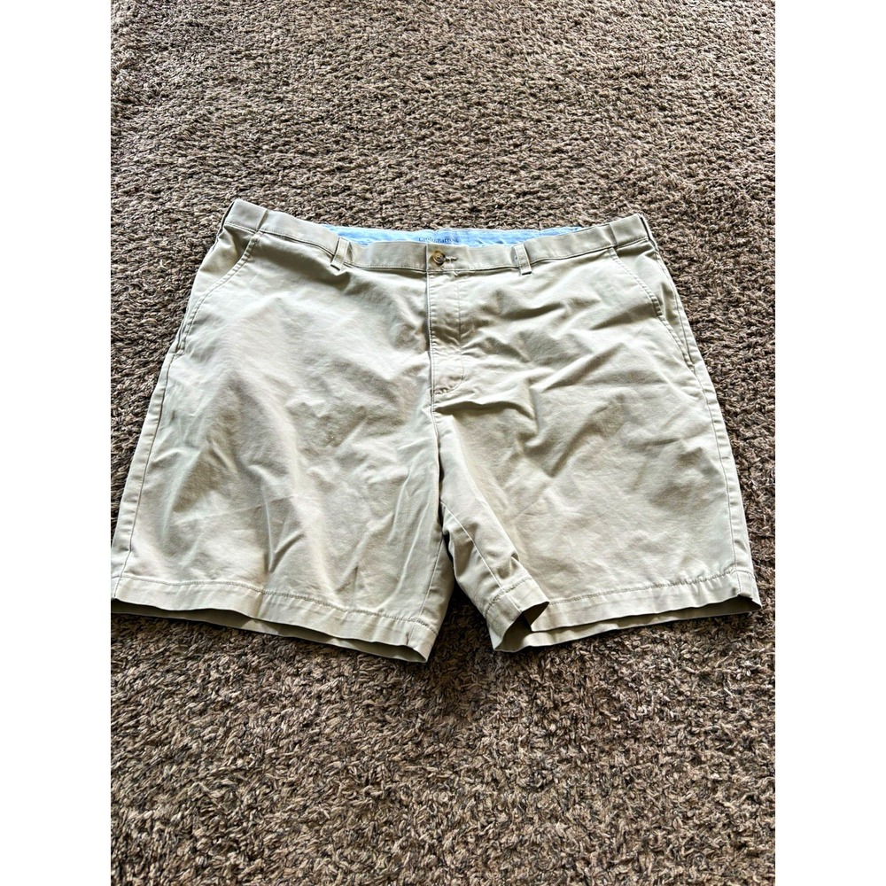 Croft & Barrow Men's Beige Solid Chino Shorts Chino Flat Front Zip Pockets